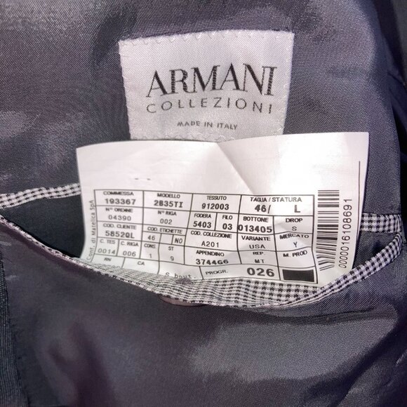 Armani Collezioni Gray Striped Wool Blend Suit Jacket Sz 46L - Picture 6 of 7